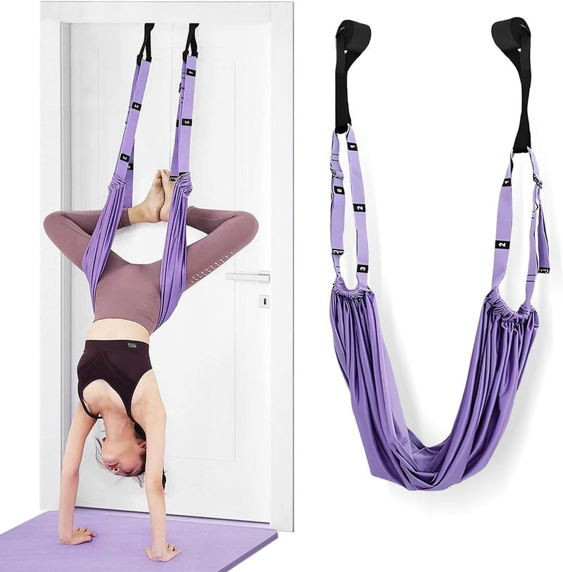 Elfzone Yoga Door Swing - Yoga Strap, Backbend Training Stretching Rope with Door Anchor, Flexibility Trainer Stretching Equipment Assist Stretch Strap for Fitness Gymnastics Dance Aerial Yoga Ballet - Image 1